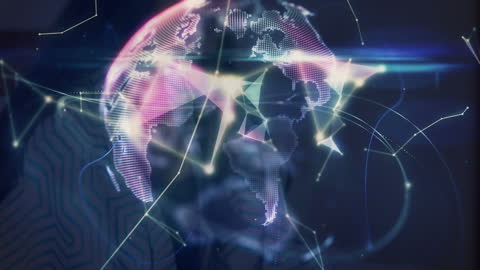 Global Network Animation Overlay on Woman's Profile