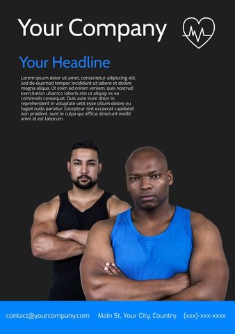 dynamic fitness promotion with determined men for gym ads - Download Free Stock Templates Pikwizard.com