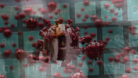 Virus Cells Overlaying People Illustrating Pandemic Impact