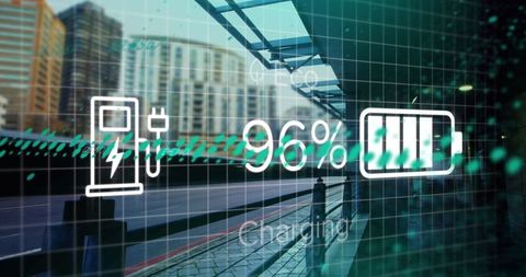 Digital charging interface display in modern urban environment