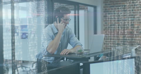 Businessman Working with Technology in Modern Office