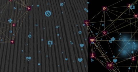 Medical network connections featuring digital icons