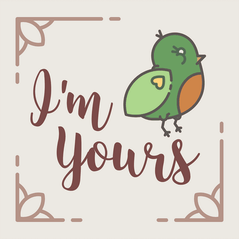 Valentine's day card with bird and i'm yours text on transparent background