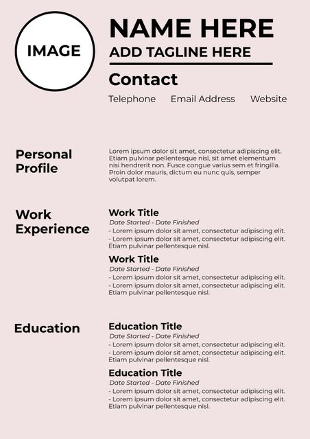 Professional and modern resume template with bold header champions personal branding and emphasizes important details. Ideal for job seekers aiming to create a strong first impression. Features sections for personal profile, work experience, and education in a clean and minimalist design. Perfect for showcasing achievements and qualifications in an organized manner. Suitable for various industries and professional levels.