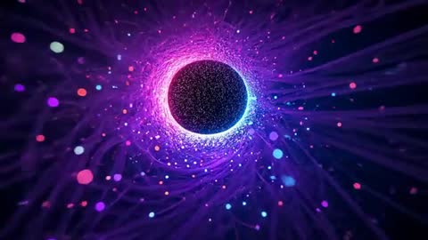 Futuristic Cosmic Sphere Radiating Neon Filaments in Digital Void