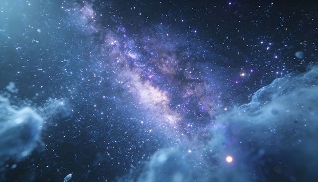 Milky Way Galaxy Stretching Across Cosmic Nebula with Luminous Core and Starfield