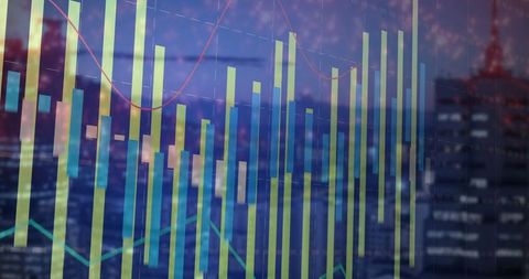 Digital Data Interface with Night City Skyline Background