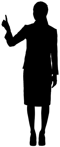 Silhouette of Businesswoman Pointing on Transparent Background