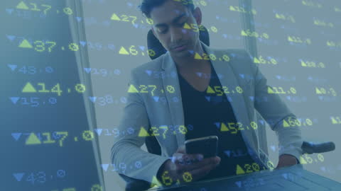 Businessman Analyzing Stock Market Data on Smartphone