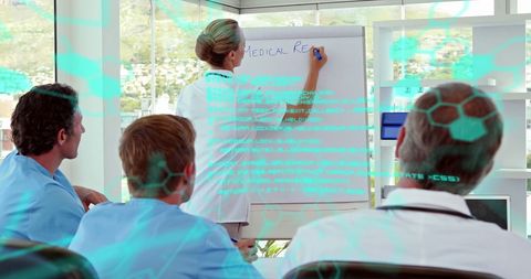 Medical Team Brainstorming with Data Overlay at Hospital Session - Download Free Stock Images Pikwizard.com