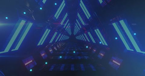Futuristic Blue Tunnel with Digital Network Connections - Download Free Stock Images Pikwizard.com