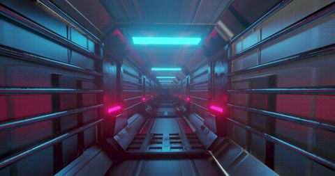 Futuristic Neon Tunnel with Geometric Structures - Download Free Stock Images Pikwizard.com