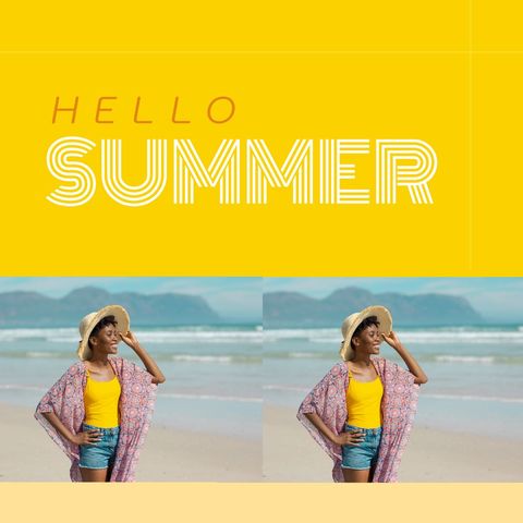 African american woman enjoying summer beach day