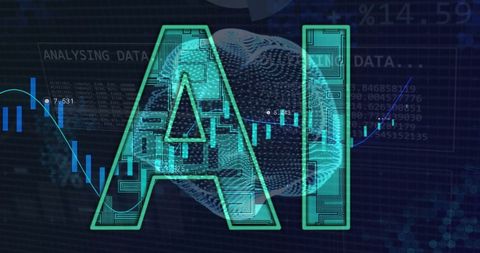 AI Text with Digital Data Visualization on Dark Background - Download Free Stock Images Pikwizard.com