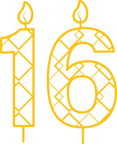 Yellow Patterned 16th Birthday Candle Illustration on Transparent Background - Download Free Stock Videos Pikwizard.com