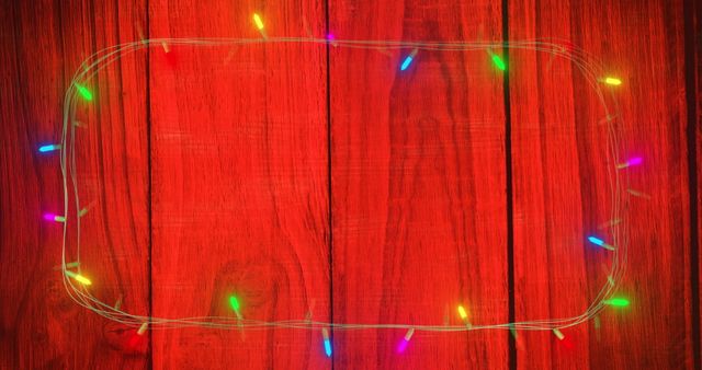 Colorful Christmas Lights on Red Wooden Background - Download Free Stock Images Pikwizard.com