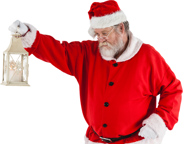 Transparent Santa Claus Holding Lantern with Curious Expression - Download Free Stock Videos Pikwizard.com