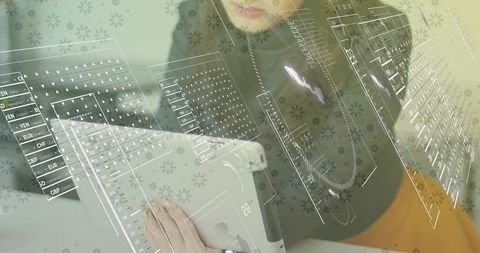 Businesswoman Analyzing Financial Data with Currency Charts