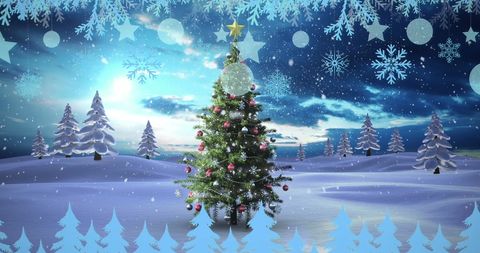 Enchanted Christmas Tree in Winter Wonderland - Download Free Stock Images Pikwizard.com
