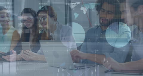 Diverse Team Analyzing Data Visualization in Modern Office