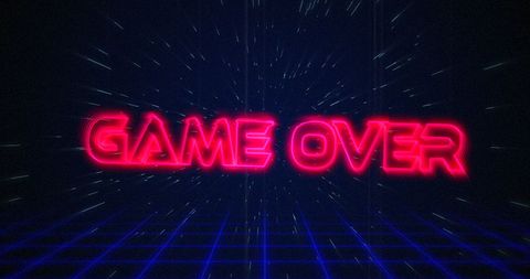 Retro game over screen with neon effect