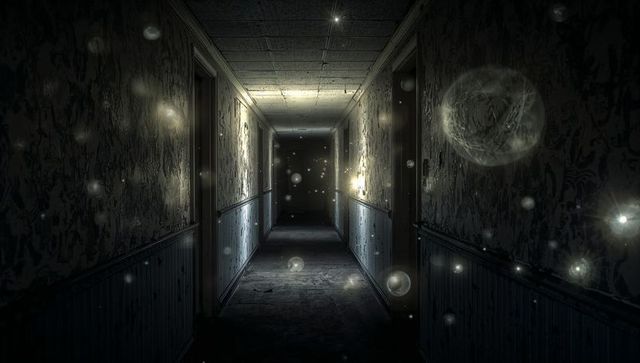 Mysterious Corridor With Floating Dust Particles in Vintage Setting
