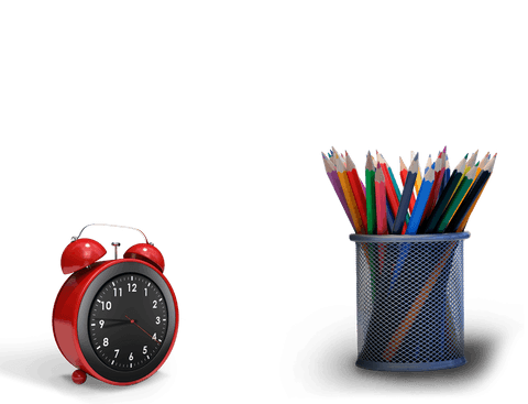 Transparent Red Alarm Clock with Colored Pencils in Organizer - Download Free Stock Videos Pikwizard.com