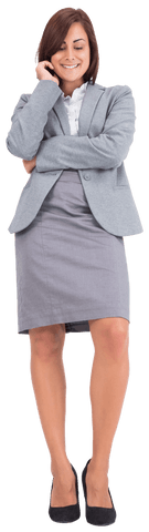 Confident Businesswoman Posing on Transparent Background