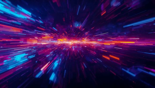 Hyperspace Tunnel Burst with Racing Neon Streaks