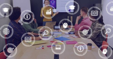 Business Meeting with Digital Interface and Diverse Colleagues