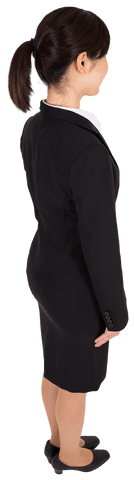 Rear View of Asian Businesswoman Standing Transparent Background