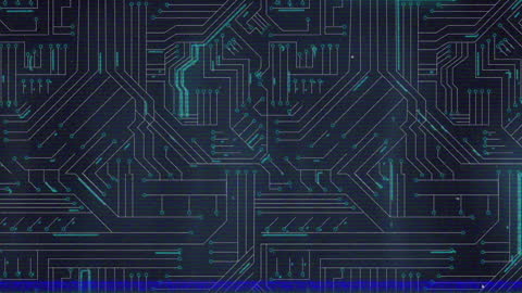 Digital Circuit Board with Network Connections Illustrative Animation