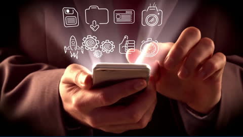Digital Data Flow From Smart Device Concept