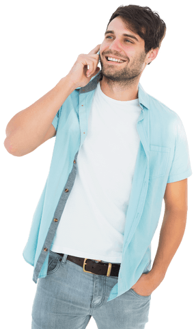 Smiling Man in Light Shirt Talking on Transparent Background - Download Free Stock Videos Pikwizard.com