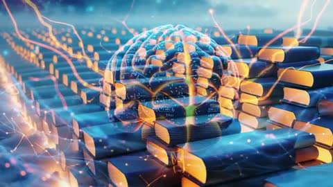 Futuristic Neural Network Brain with Neon Data Connections