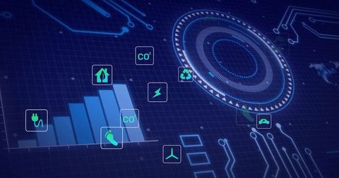 Futuristic Interface Displaying Environmental Data Visualizations