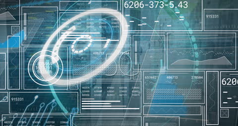 Abstract Interface with Data Visualizations and Digital Elements