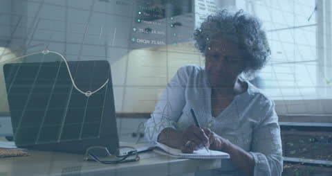 African American Woman Analyzing Financial Data on Laptop