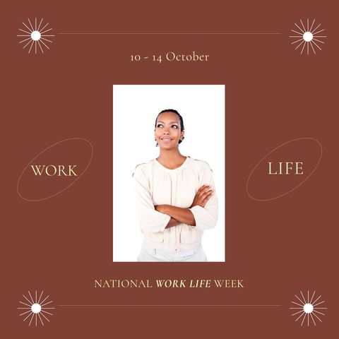 African american woman celebrating national work life week