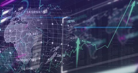 Global Data Analytics with Financial Graphs Overlay - Download Free Stock Images Pikwizard.com