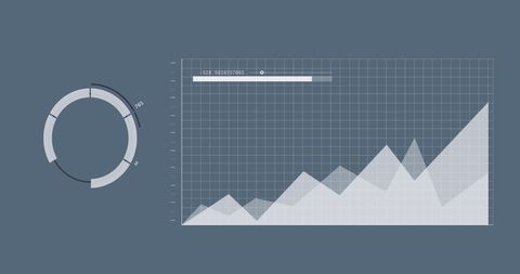 Business analytics data visualization with pie and line charts