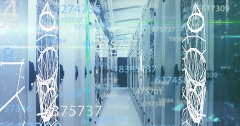 Dynamic View of Data Processing in Modern Server Room - Download Free Stock Images Pikwizard.com