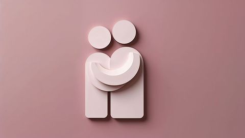 Abstract hugging figures in modern minimalist design