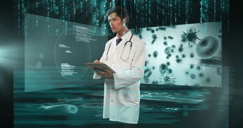 Future Medicine: Male Doctor Analyzing Digital Health Data Interactively - Download Free Stock Images Pikwizard.com