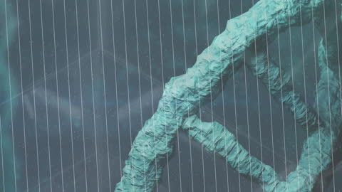3D Animation of DNA Helix on Green Grid Background