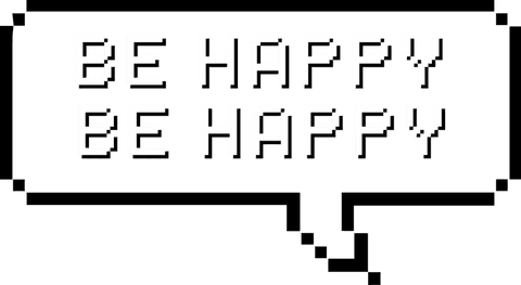 Pixel art speech bubble with inspiring message transparent background