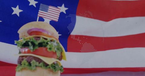 Cheeseburger with american flag representation of national pride