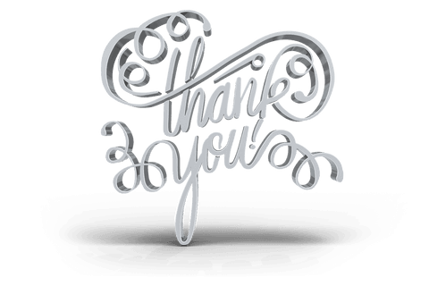 Elegant thank you typescript with 3d transparent design