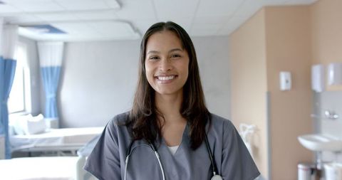 Smiling Female Doctor in Hospital Embracing Healthcare Journey