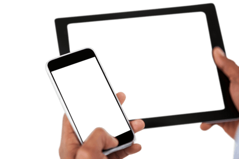 Transparent Devices Hands Holding Tablet and Phone - Download Free Stock Videos Pikwizard.com